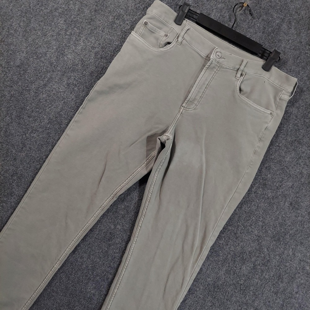 Faherty Jeans Mens Fitsn35x30 Gray Light Wash Slim Straight Stretch Denim Pants